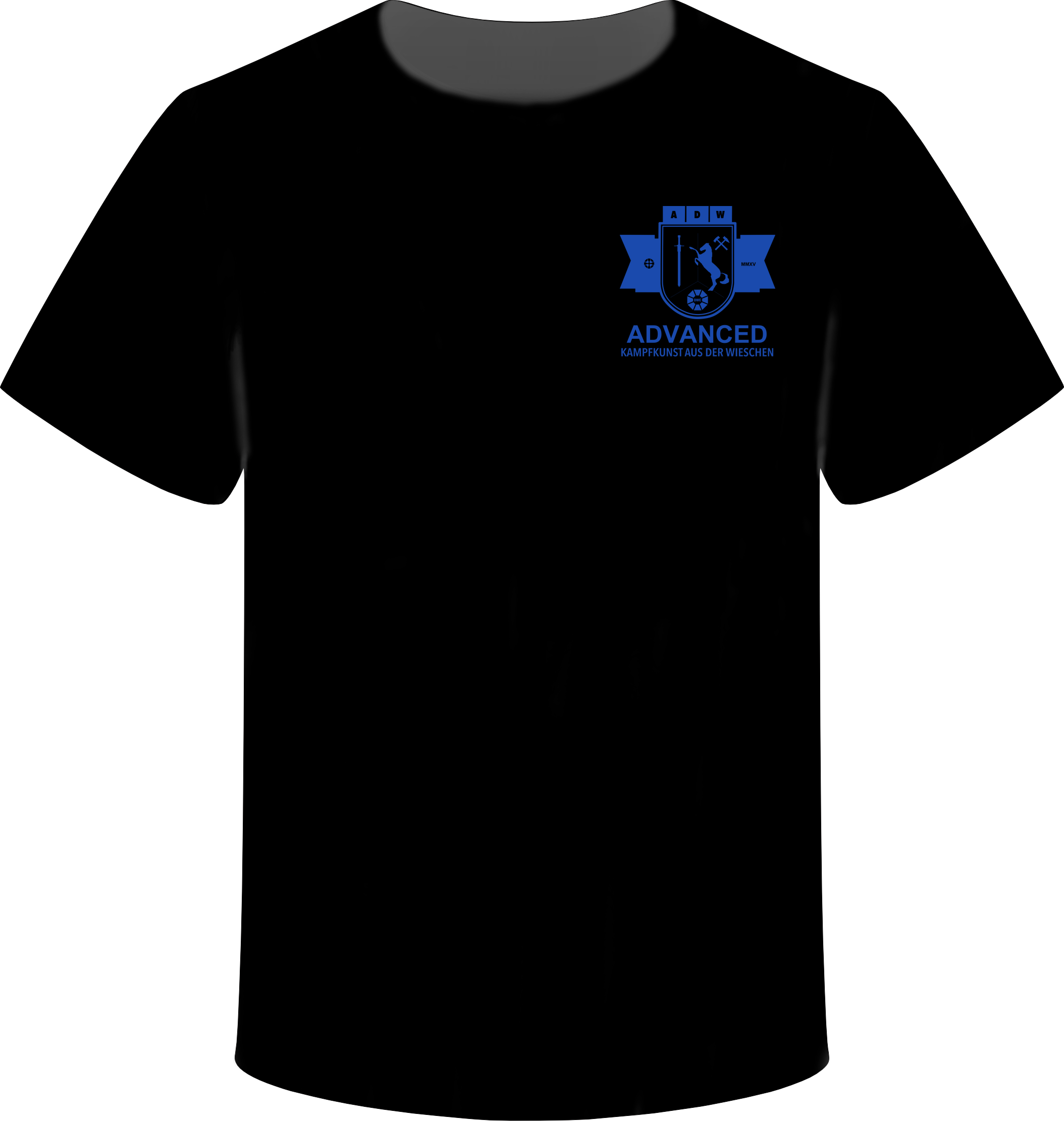 Schwarzes Shirt mit Verbandswappen, blauer Aufdruck, Advanced