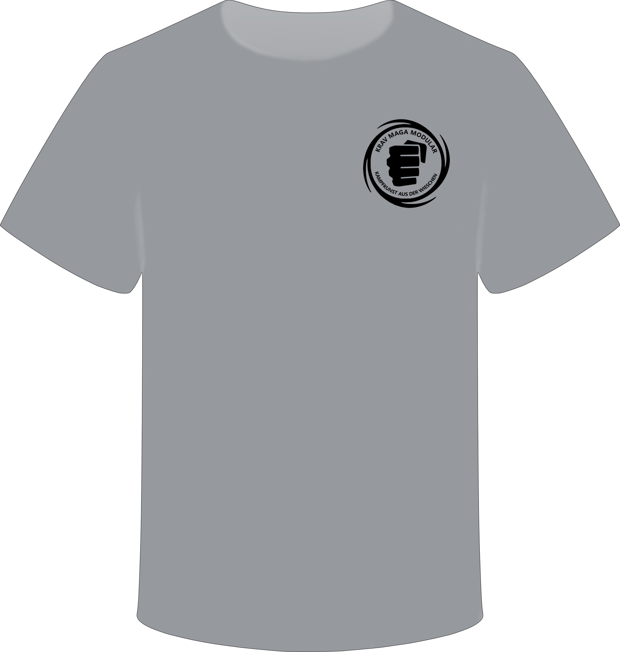 Graues Shirt mit Krav-Maga-Modular-Logo, schwarzer Aufdruck, Mittelstufe