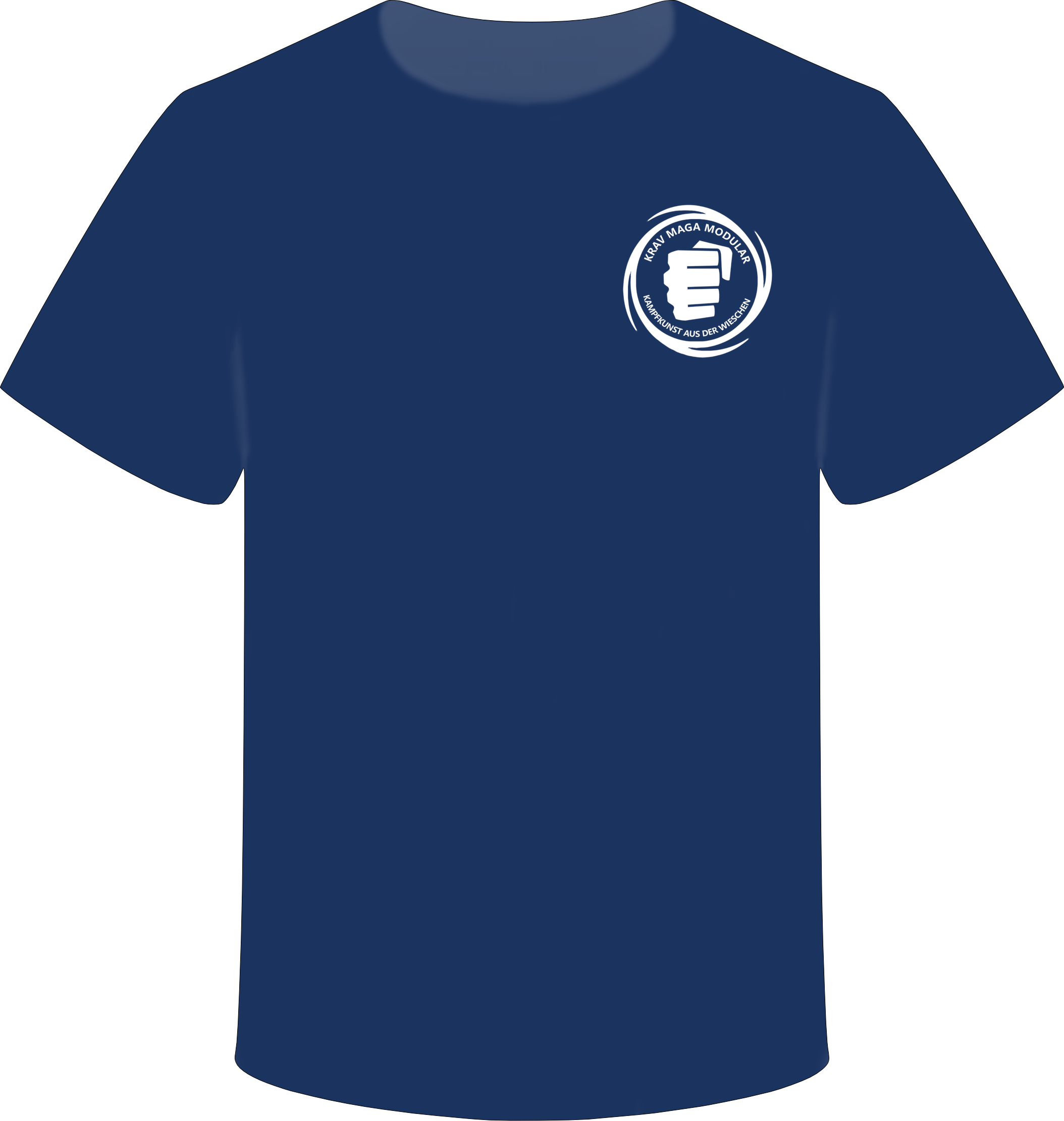 Blaues Shirt mit Krav-Maga-Modular-Logo, weißer Aufdruck, Oberstufe